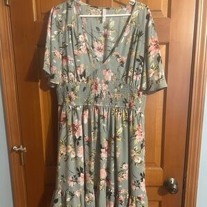 Xhilaration Green Floral Dress